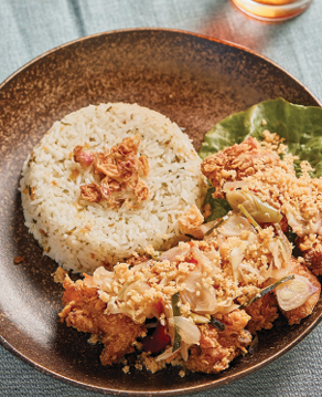 Nasi Daun Ayam Sambal Korek