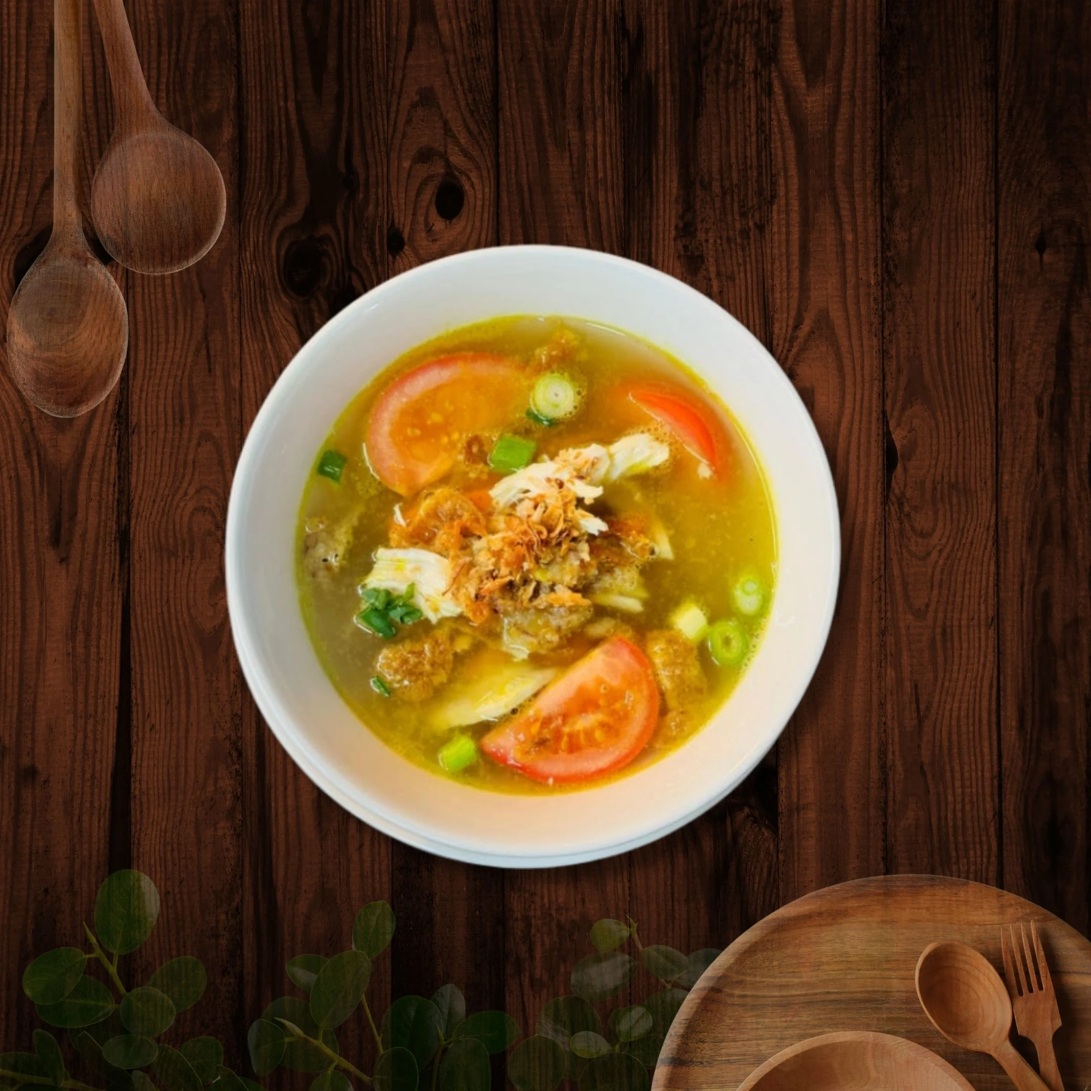 Tasty Vegetable Soup with Shredded Meat