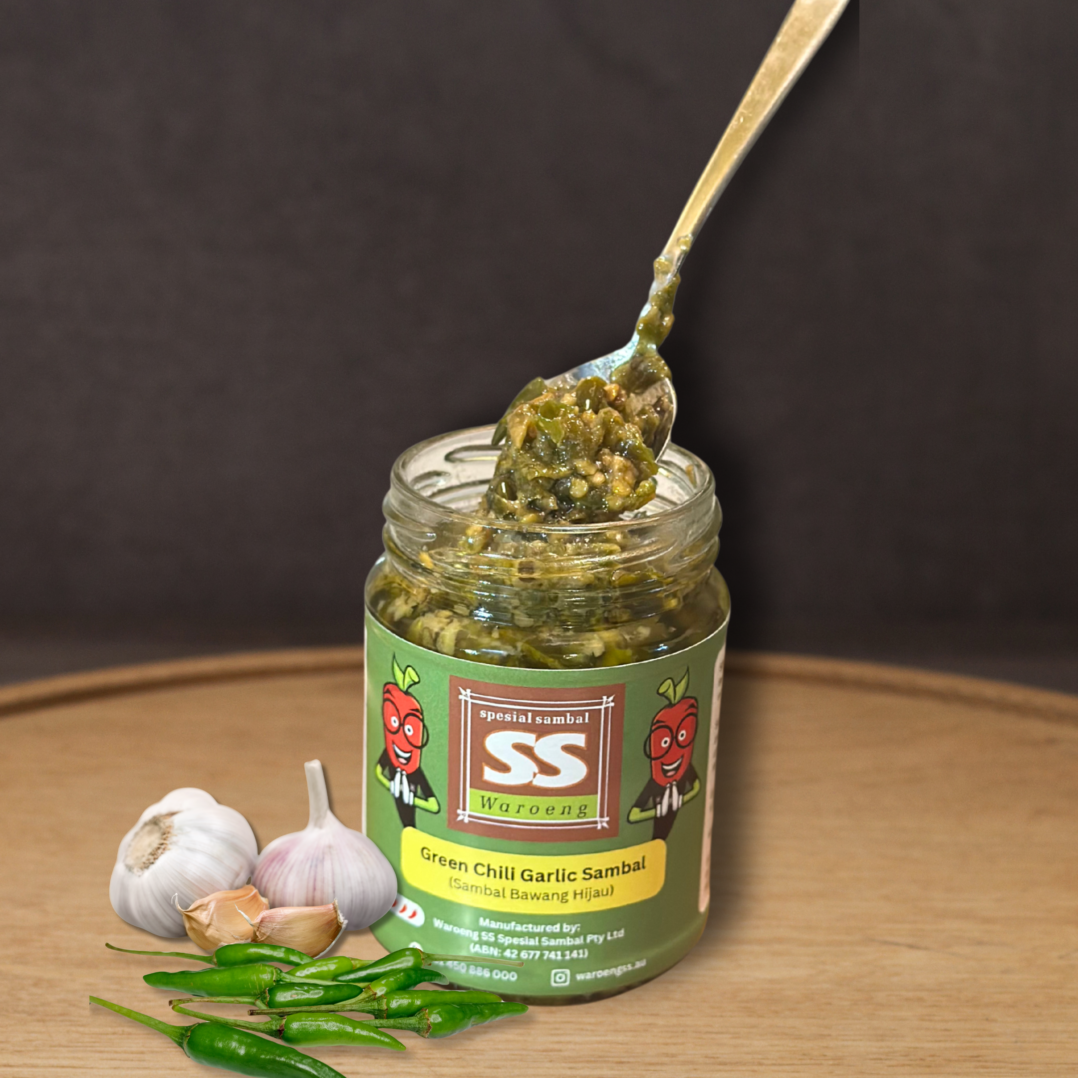 Large Green Chili Garlic Sambal - 240 g