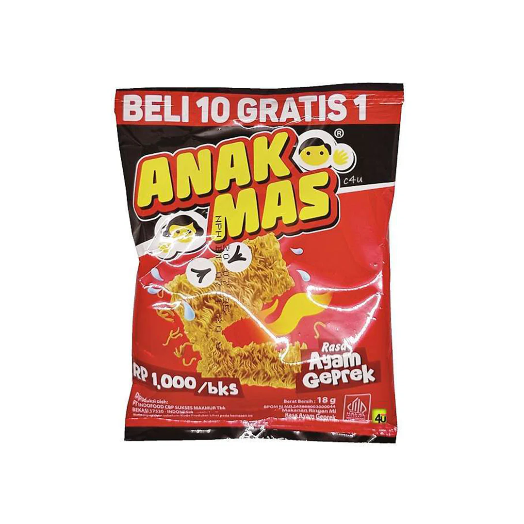 Anak Mas Dried Noodles Snack Chicken Geprek 10 X 18 Gr