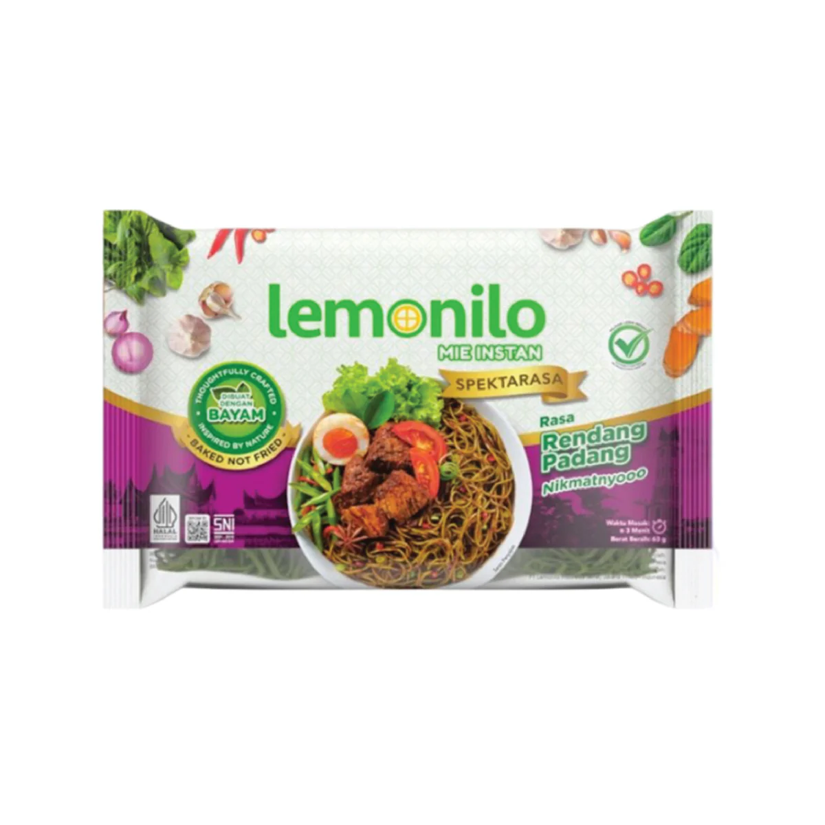 Lemonilo Fried Rendang Noodles 63 Gr