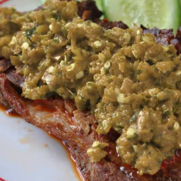 Empal Sambal Ijo and Nasi