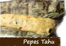 Pepes Tahu (Roasted Tofu with Eggs, Onions, Chili & Spices in Banana Leaves)