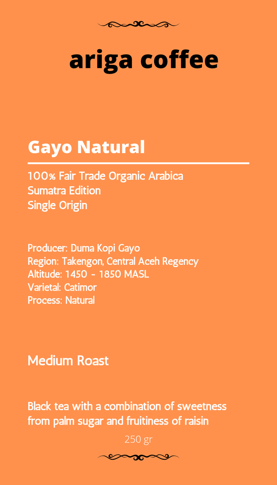 Ariga Gayo Single Origin Natural 250gr