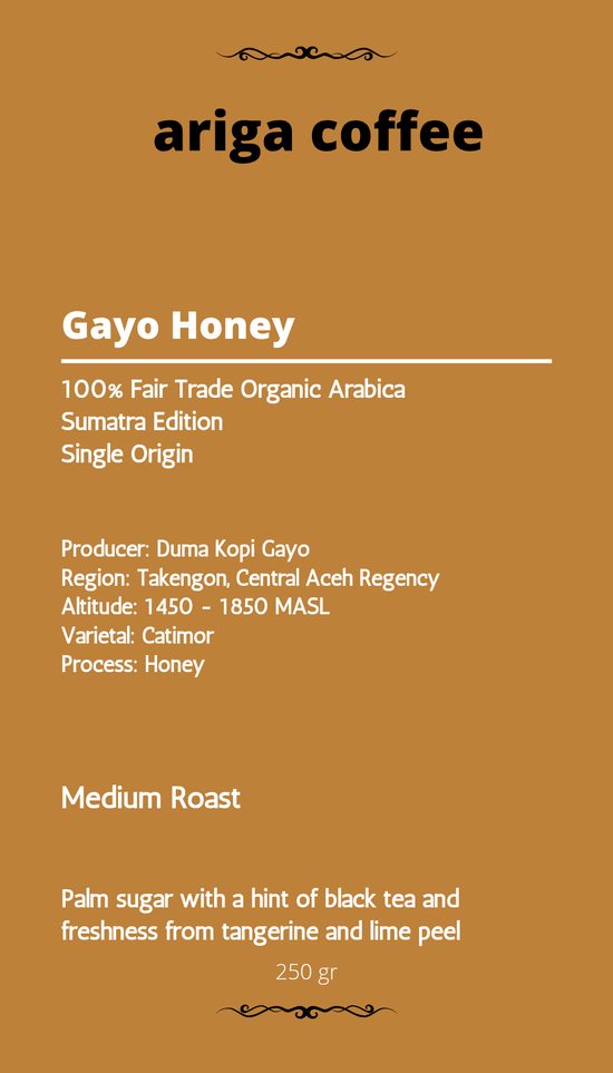 Ariga Gayo Single Origin Honey 250gr